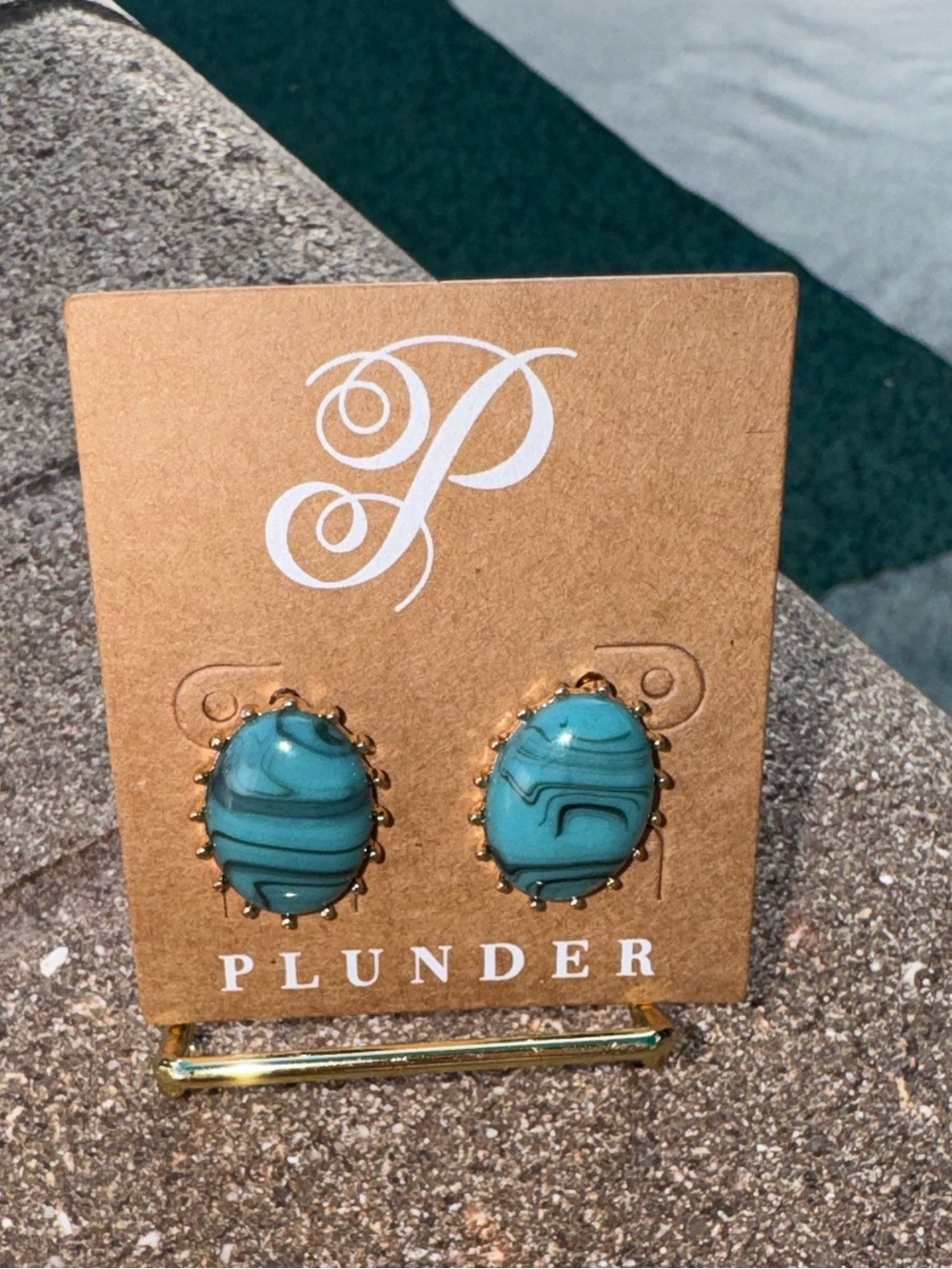 Plunder Turquoise Marble Stud Earrings